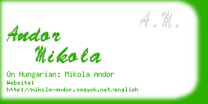 andor mikola business card